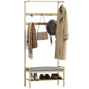 Appendiabiti con panca e ripiani ¨C zephmum ¨C 73.5x34x171 cm grigio e naturale