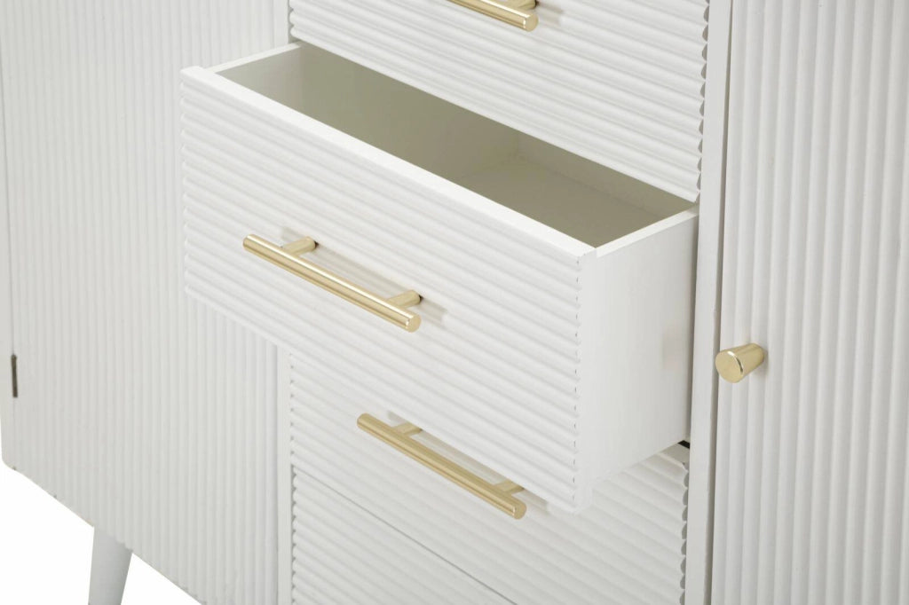 Credenza Acute, Buffet da soggiorno, Madia da salotto, Dispensa da cucina, 117x37 h90 cm, Bianco e Marrone