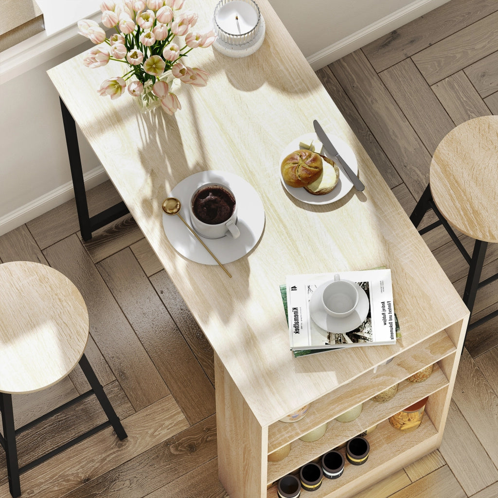 Set tavolo bar con 2 sedie ¨C Minimal ¨C marrone chiaro e nero