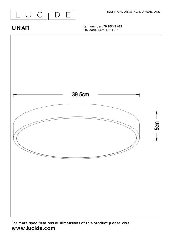 Plafoniera LED Lucide UNAR 40cm 24W oro rotonda dimmerabile