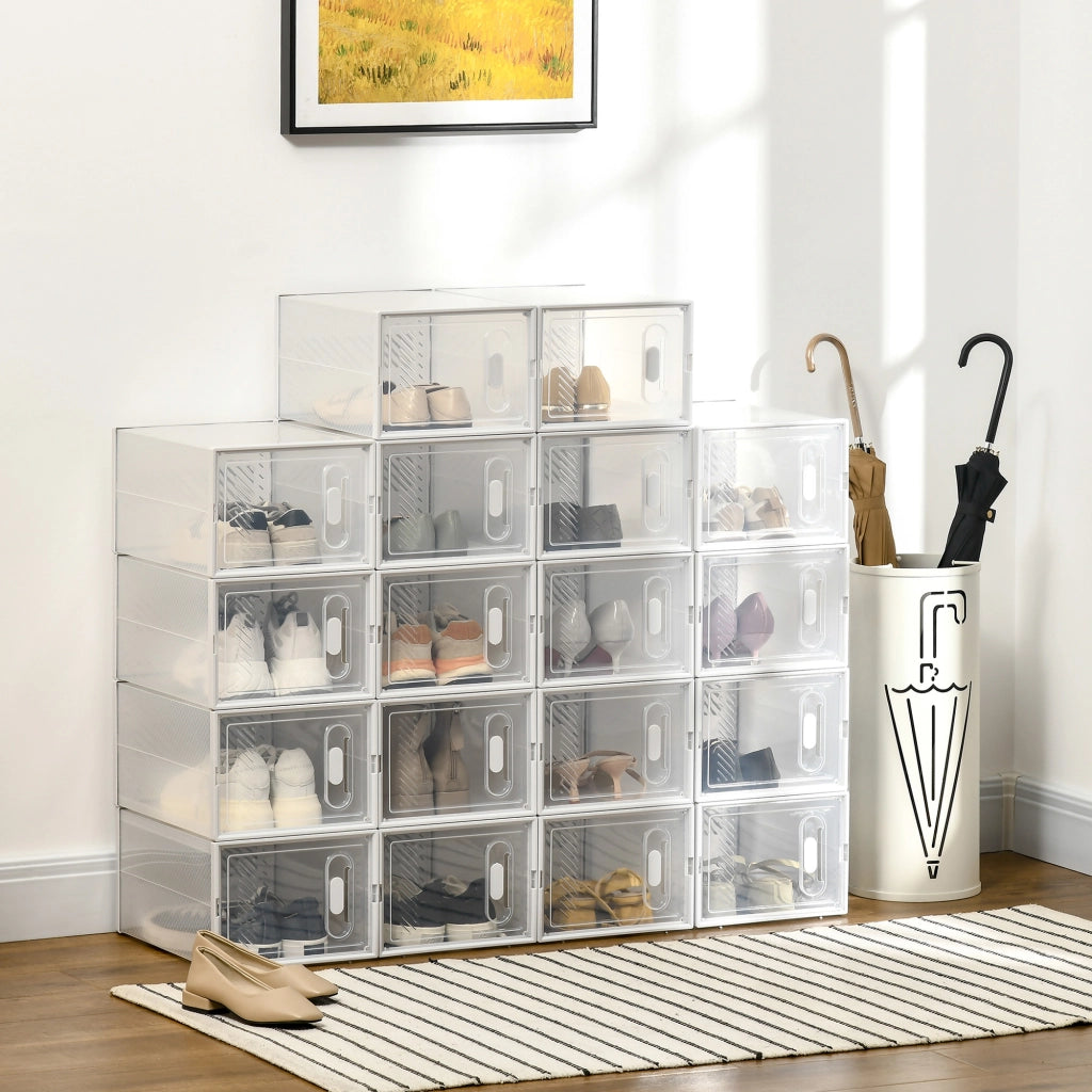 Mobile Scarpiera Rettangolare in Plastica PP. 18 Box 25x35x19 cm per Scarpe max 43 EU. Vestiti e Libri