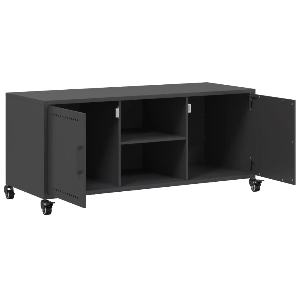 Mobile TV | Armadietto TV | Mobile Porta TV Nero 100,5x39x43,5 cm in Acciaio