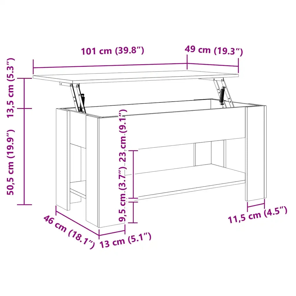Tavolino da Salotto-Tavolino da soggiorno-Tavolo Grigio Sonoma 101x49x52cm Legno Multistrato