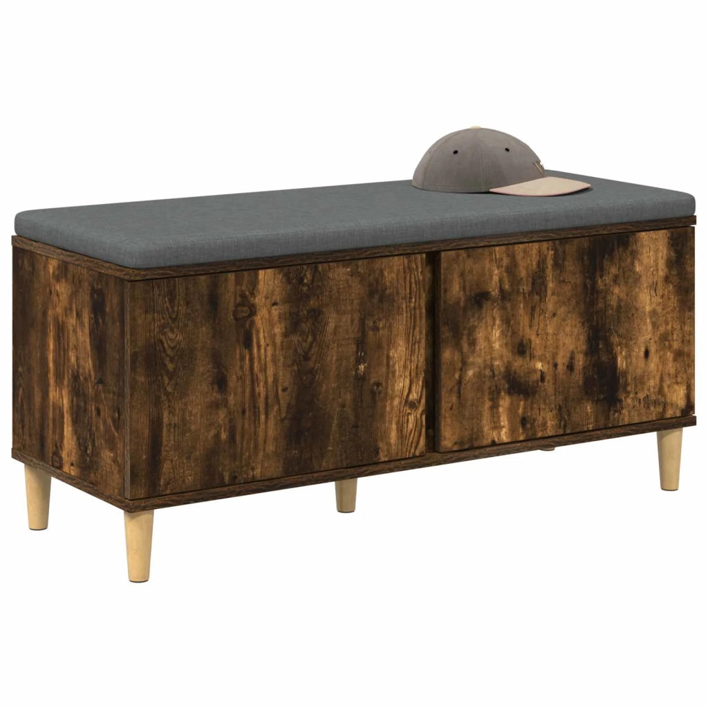 Panca per ingresso con cuscino-Sgabello-Panca da Corridoio Rovere fum¨¦ 60 x 38 x 46 cm 110608