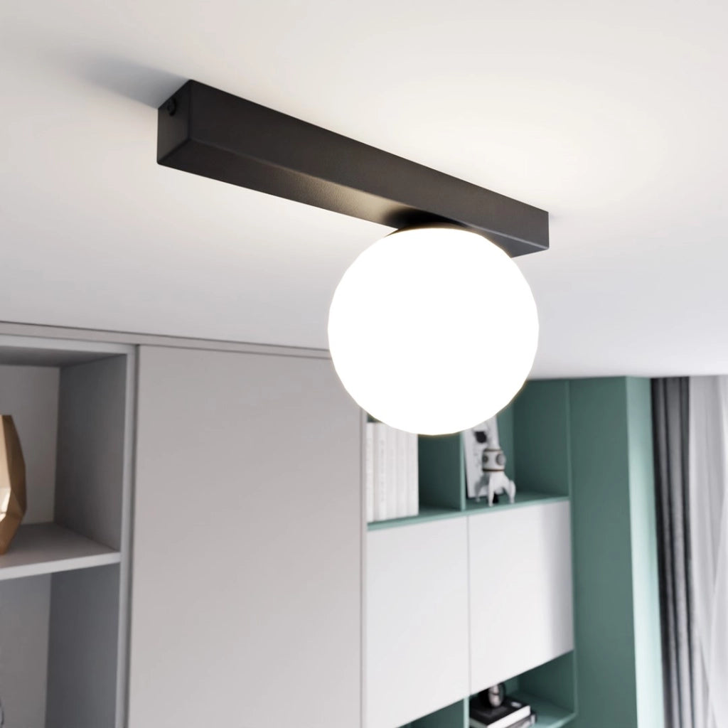 Plafoniera Emibig FIT 1 E14 metallo nero/opalina 30cm