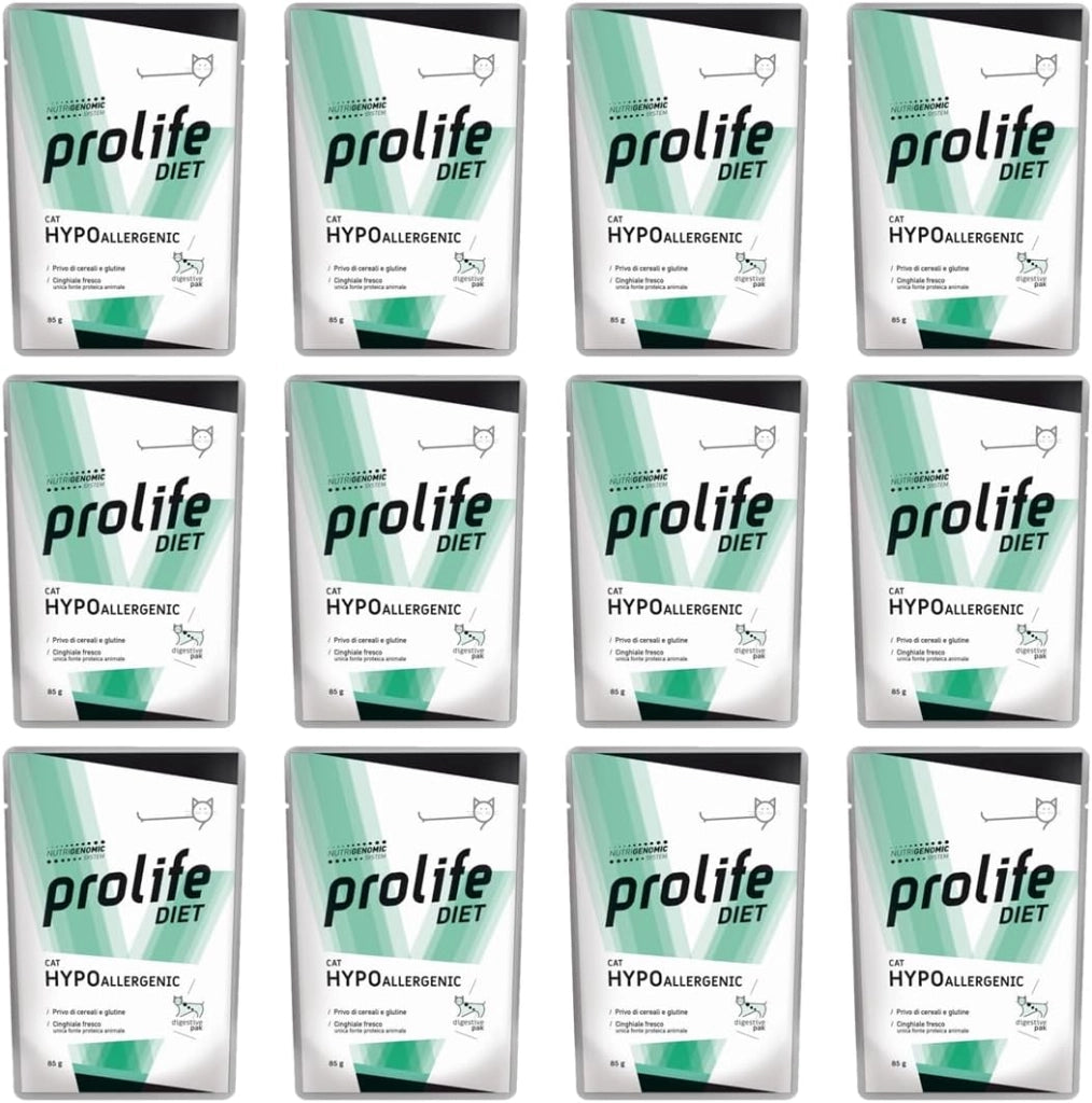Prolife Cat Veterinary Diet Hypoallergenic confezione 12 bustine x 85 grammi