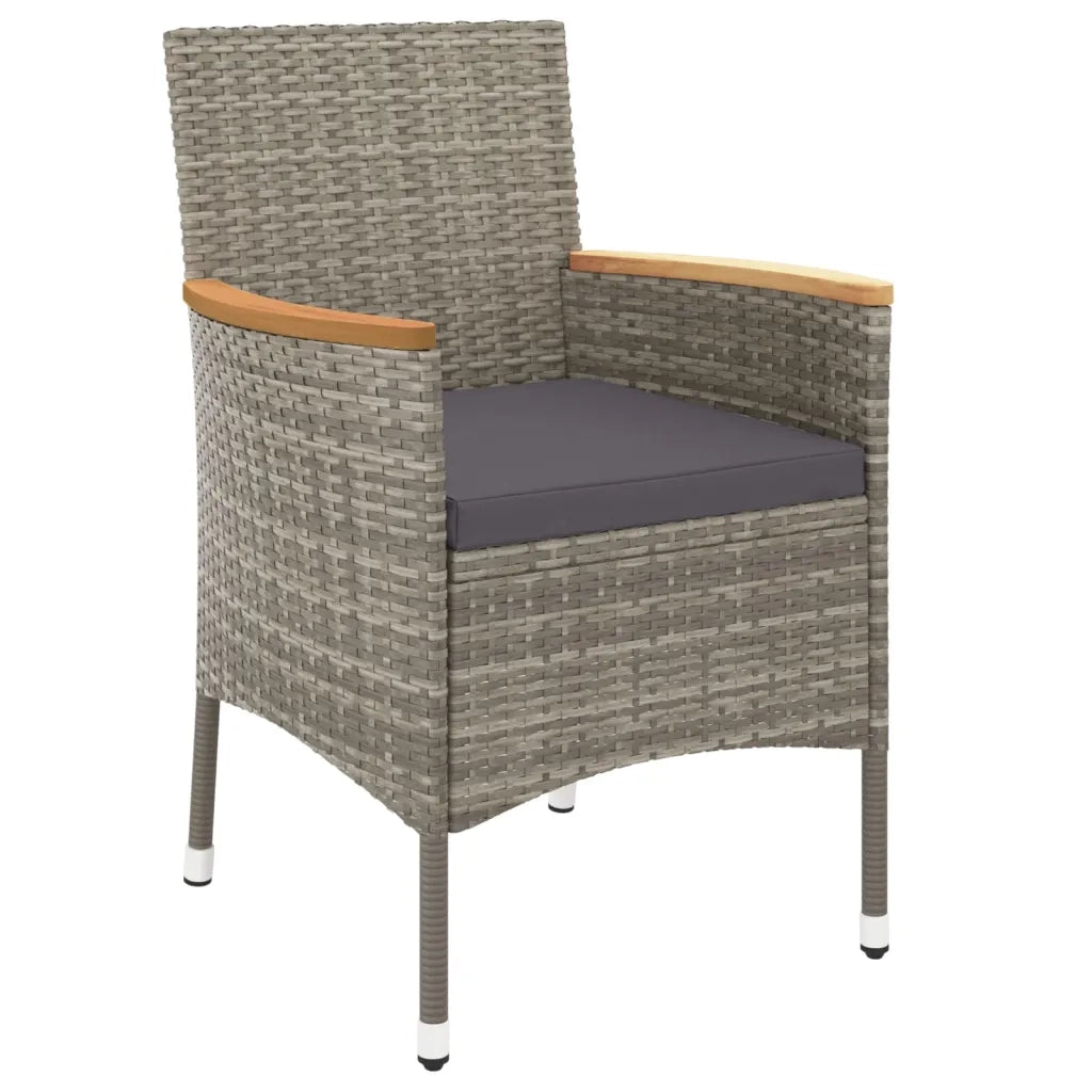 Set da Pranzo da Giardino 5 pz con Cuscini in Polyrattan Grigio 3187365