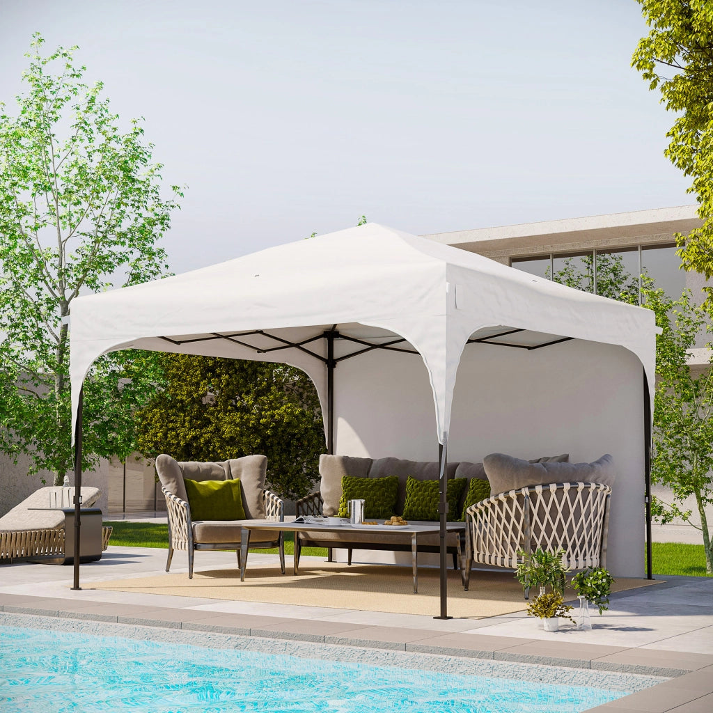 Gazebo da Giardino 3x3 m Regolabile ¨C Minimal ¨C Poliestere Acciaio Bianco