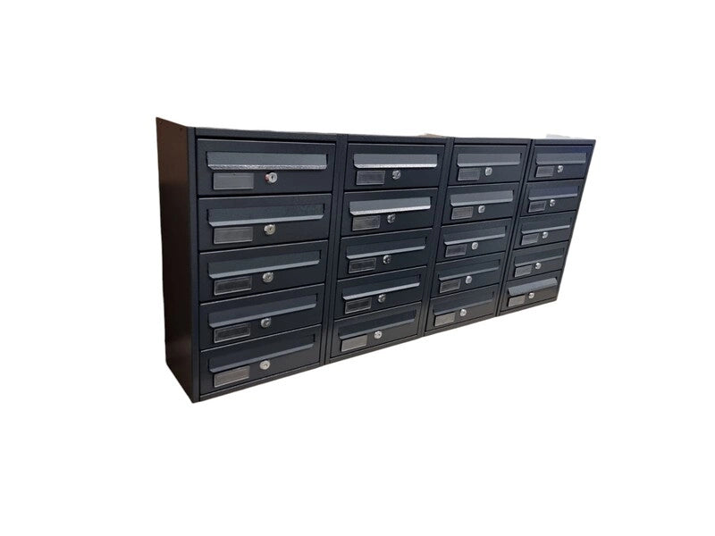 Casellario Postale da Esterno MODULARE BoxoB Imperium 983 Con Cilindretti Numerati (RAL 7021) - 8 Comparti