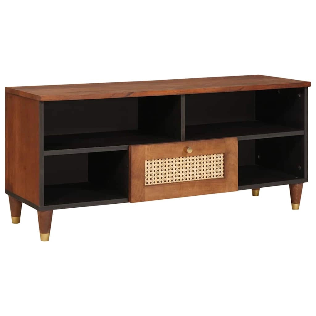 Mobile porta TV moderno dal design elegante e con spazio per riporre gli oggetti 100 x 33,5 x 46 cm in legno di mango marrone 02_0057902