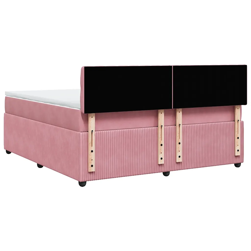 Giroletto a Molle con Materasso Rosa 180x200 cm in Velluto 3287817