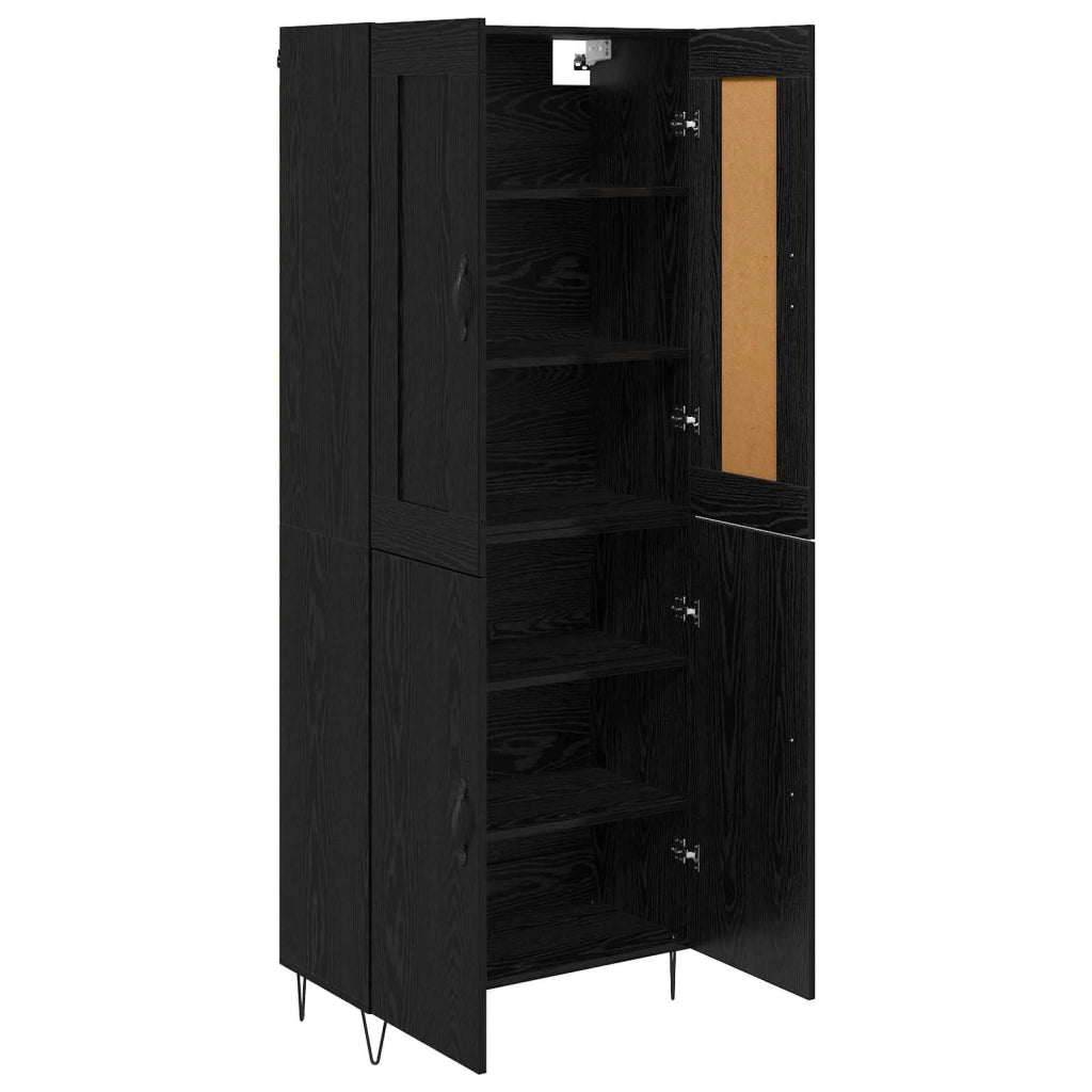 Credenza-Buffet-Armadio da cucina Rovere Nero 69,5 x 34 x 180 cm Legno multistrato 154066