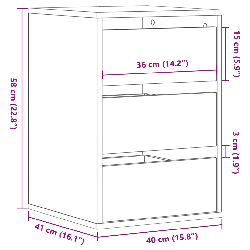 Cassettiera Angolo Rovere Marrone 40x41x58cm Legno Multistrato 852840