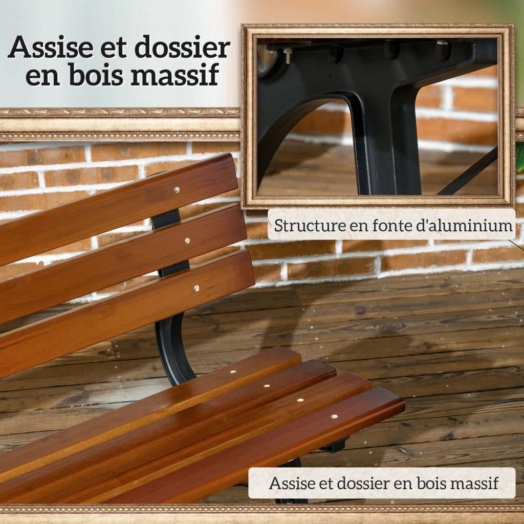 Panca da giardino 2 posti ¨C Xylo ¨C alluminio e legno 120x57x70 cm