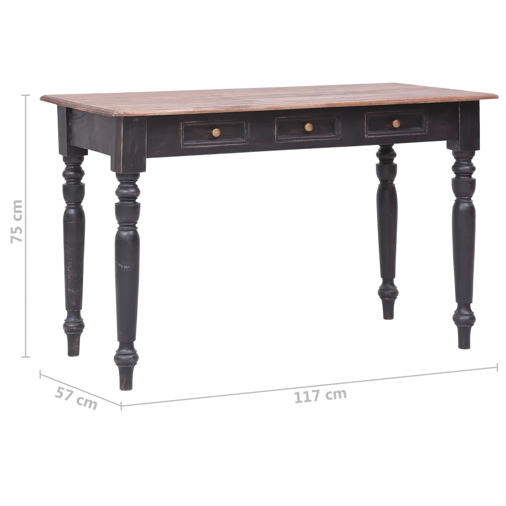 Scrivania con 3 Cassetti 117x57x75 cm Legno Massello di Mogano 283907