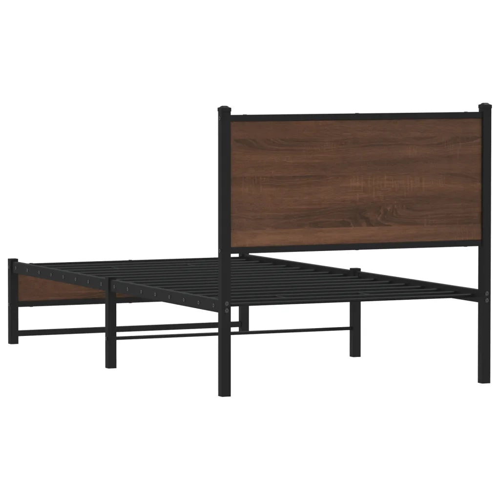 Giroletto senza Materasso-Struttura Letto in Metallo Rovere Marrone 75x190 cm 851563