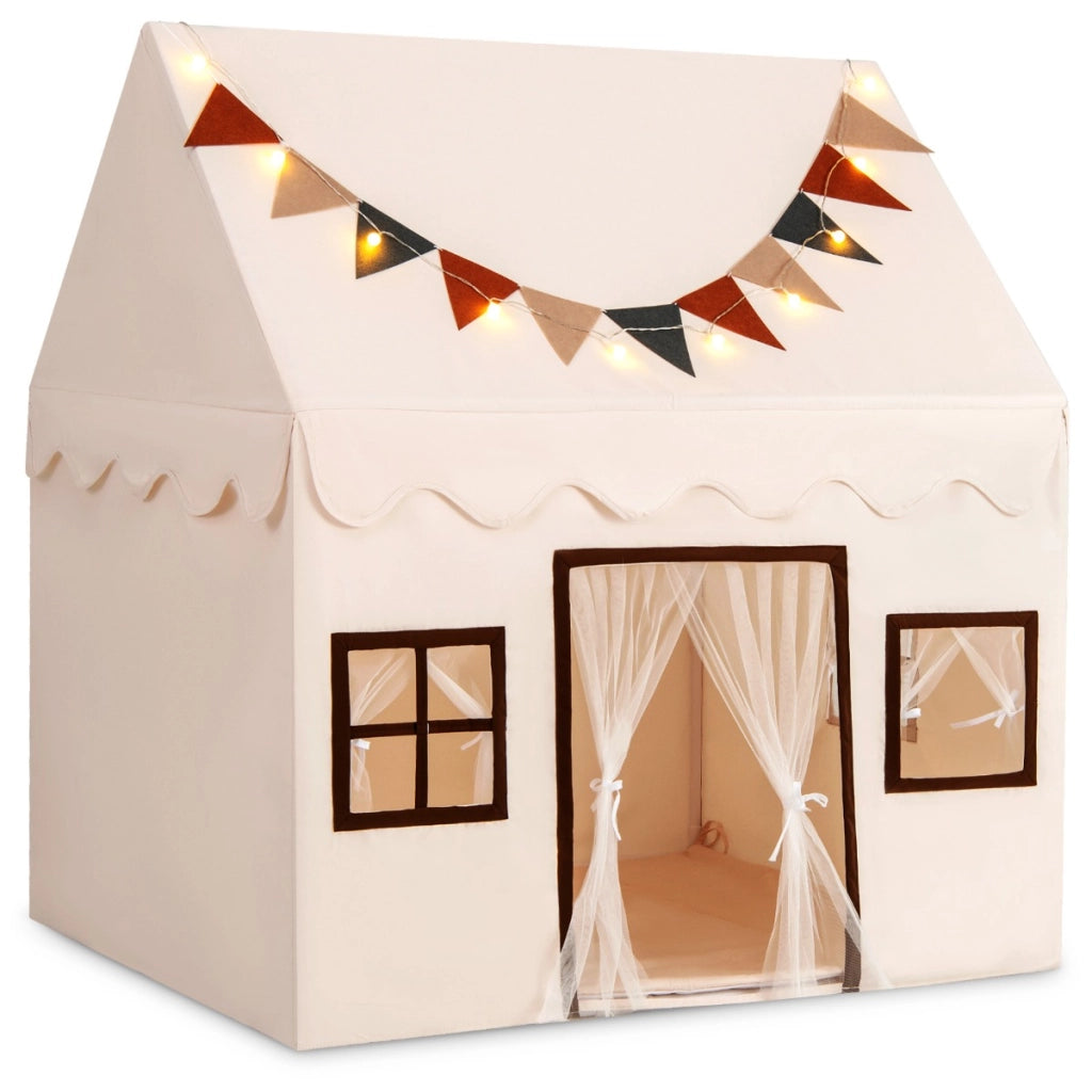 Tenda da gioco  con tappetino per bambini, Casetta da gioco antiscivolo imbottito Beige
