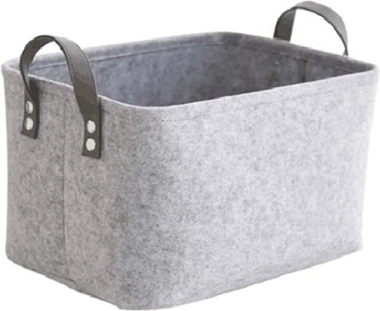Cassetto plegabile in velluto grigio rettangolare con maniglie morbide - 38 x 28 x 24 cm