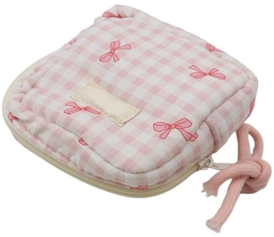 Borsa di emergenza per donne con tessuto imbottito - Borsa per le donne - Dimensioni 11x11x4,5 cm - Adatto per 8-12 assorbenti - Facile da portare - Tessuto lussuoso con decorazione a maglia - Borsa per le donne