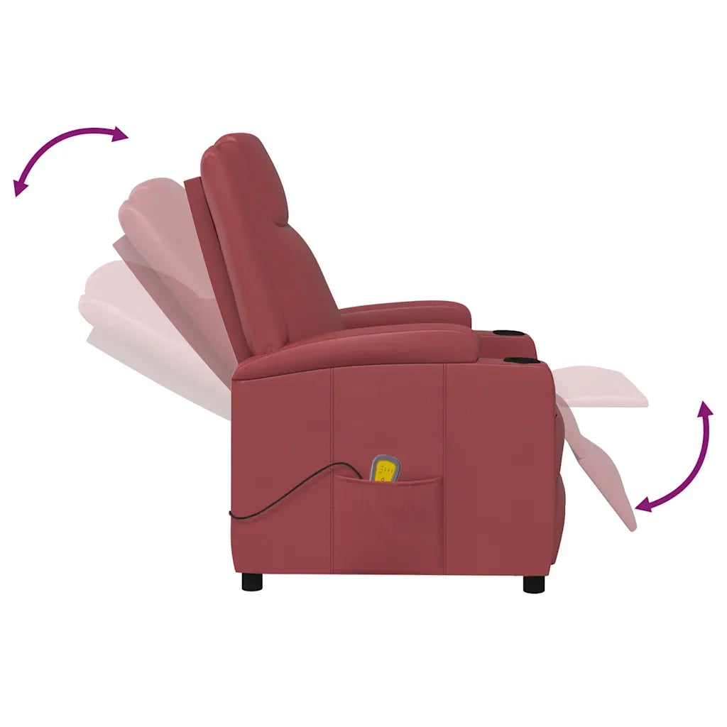 Poltrona Massaggiante Rosso Vino in Similpelle 321315