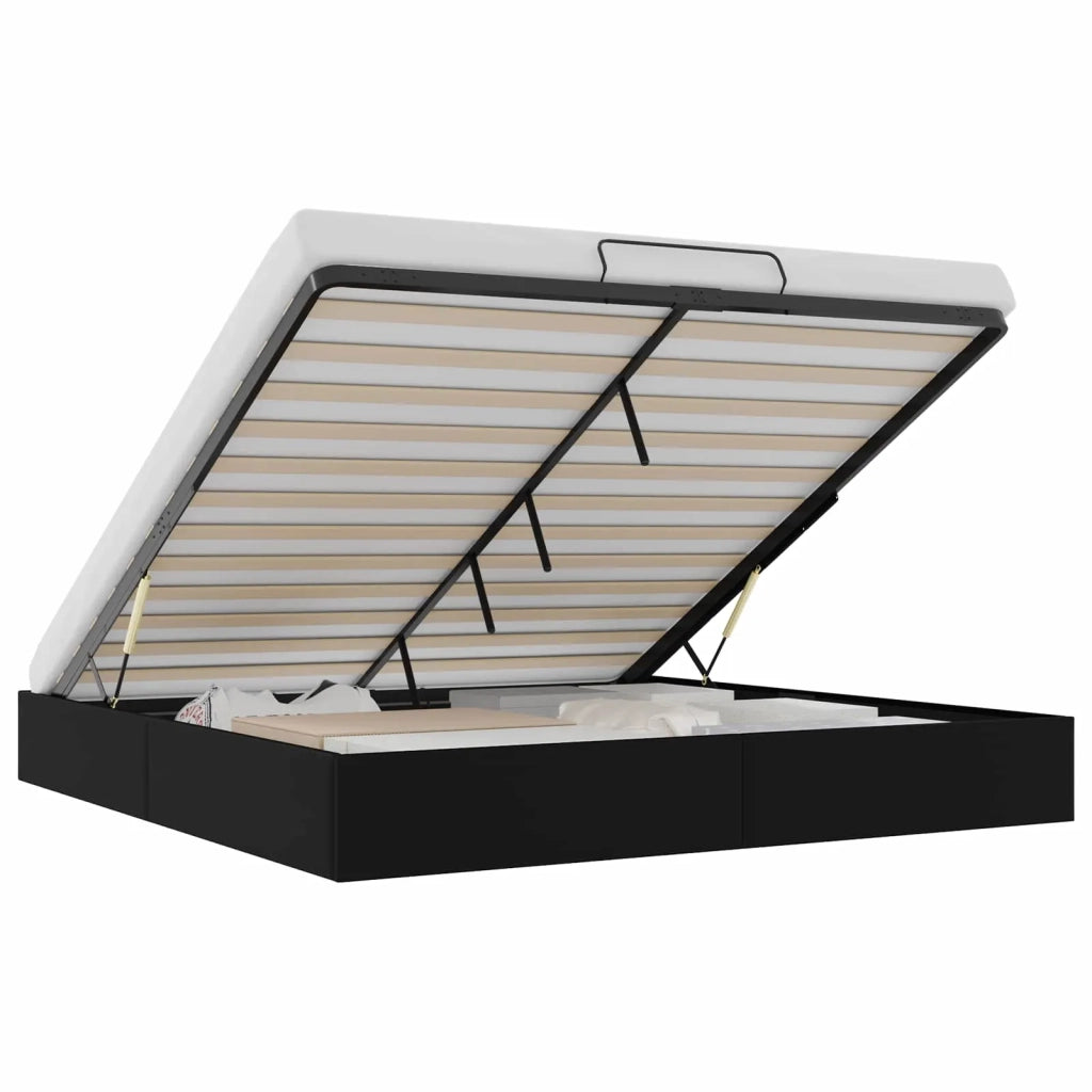 Letto ottomano Nero King size Similpelle 3403066