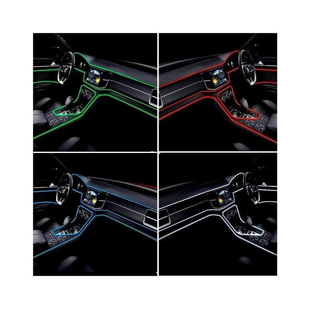 Trade Shop - Striscia Strip Led Per Interni Auto A 12v Fibra Ottica Luce Decorativa Atmosfera - Ghiaccio   -3 Mt   -