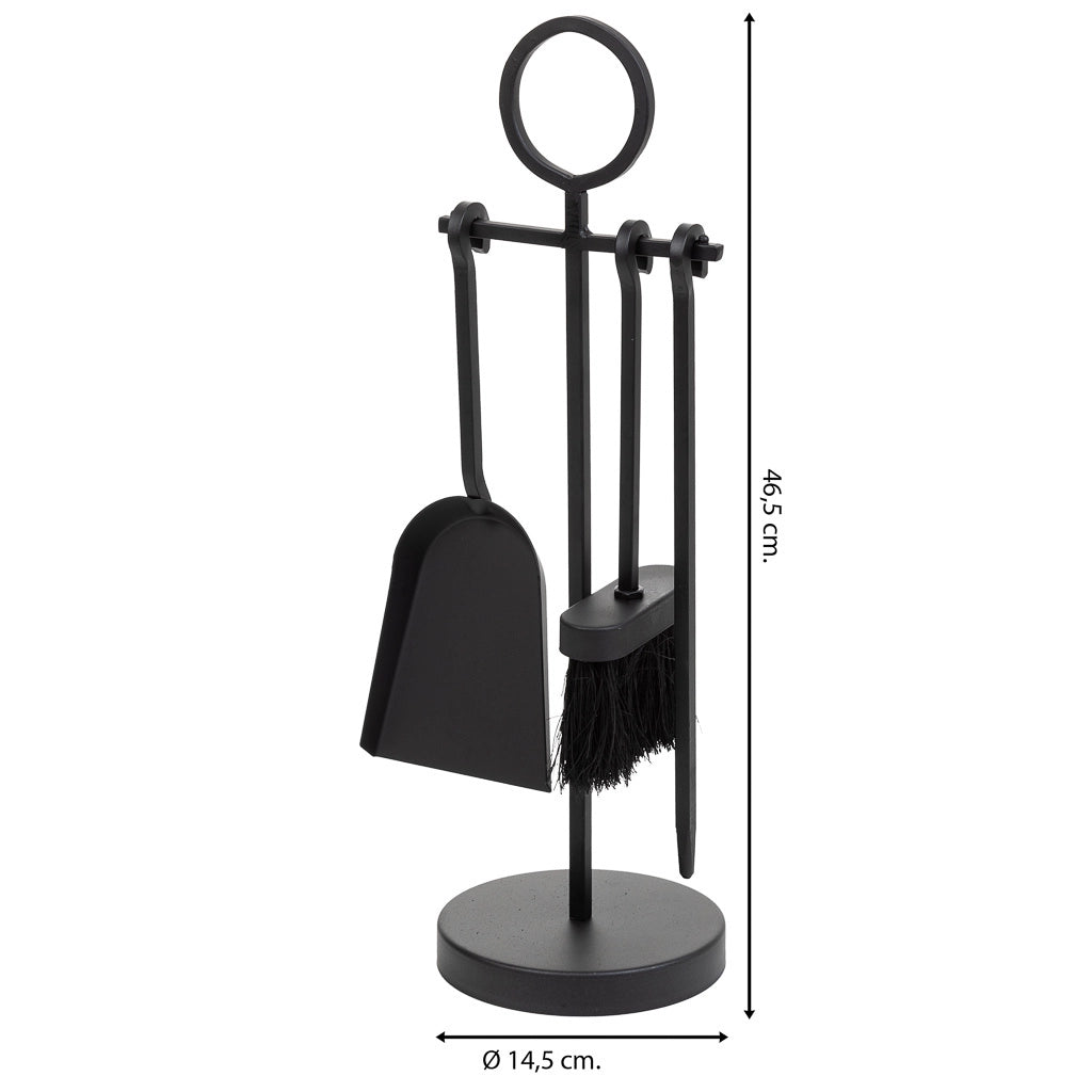 Set di attrezzi per camino in metallo nero