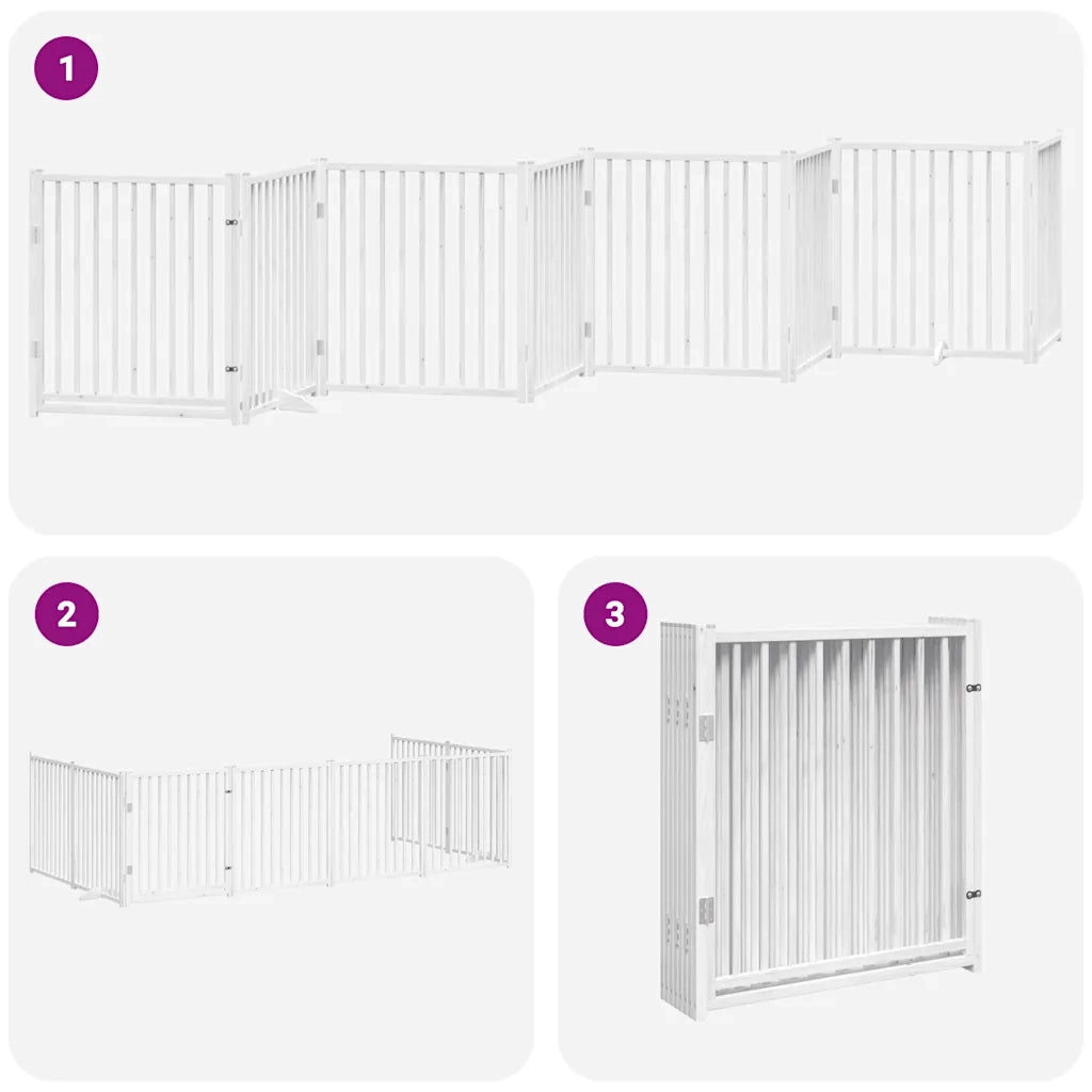 Cancello Cani Porta Pieghevole Bianco 12 Pannelli 640 cm Pioppo 3155734