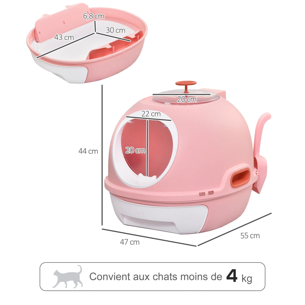 Casetta igienica per gatti con cassetto scorrevole e porta ¨C Minimal ¨C 47x55x44 cm rosa