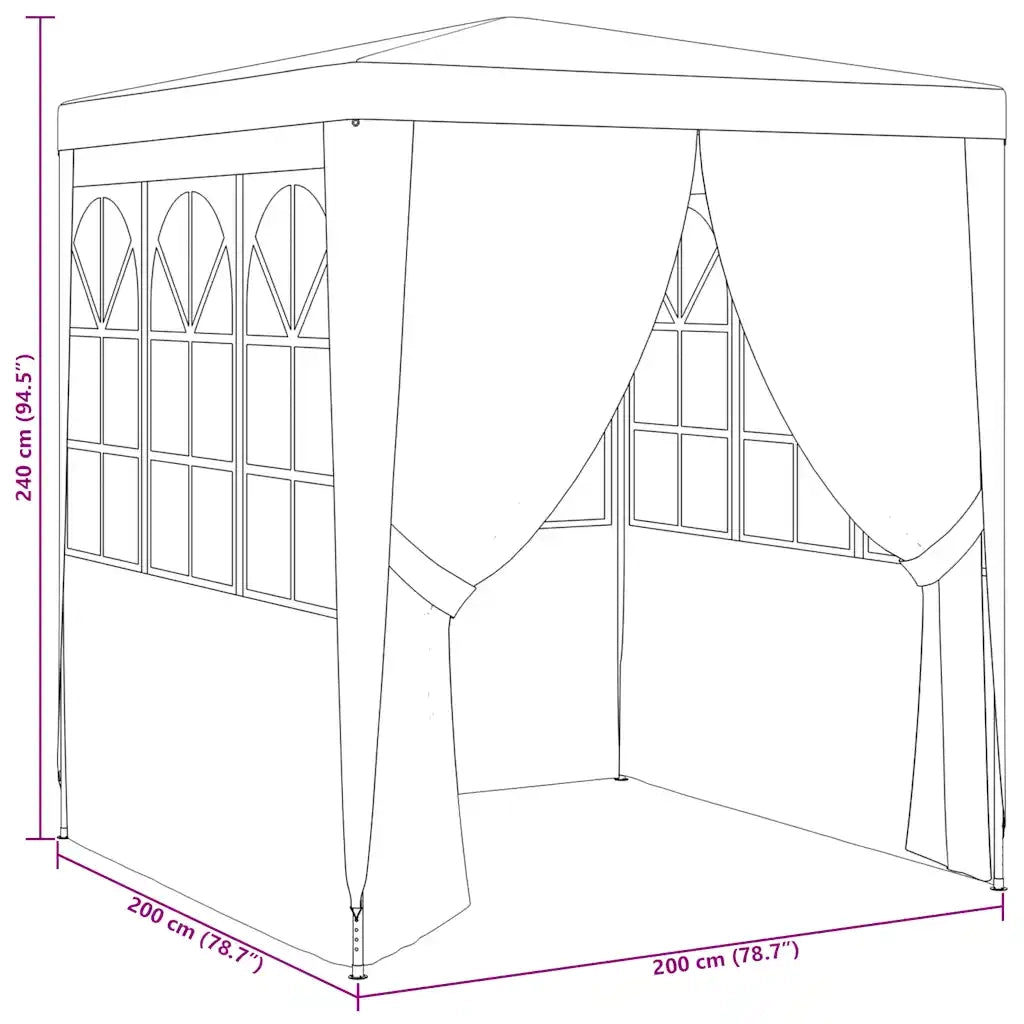 Gazebo | Pergolato Professionale con Pareti 2x2 m Bianco 90 g/m2