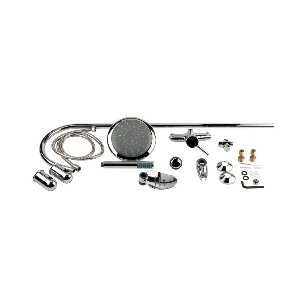 Trade Shop - Saliscendi Completo Asta Doccia Doccetta Anticalcare Acciaio Inox 22x3,2cm Cromo -