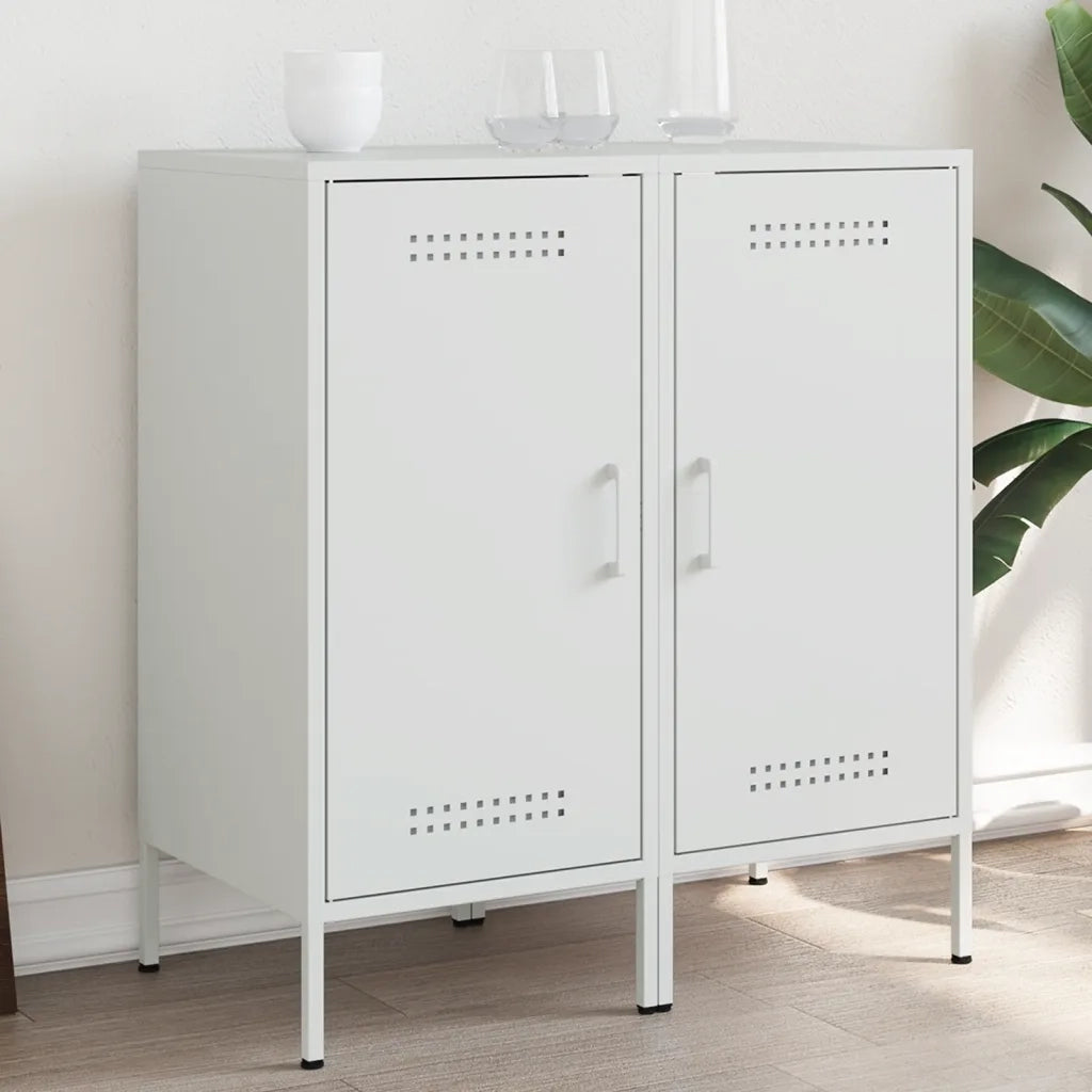 Credenze 2 pz Bianche 36x39x79 cm in Acciaio 843023