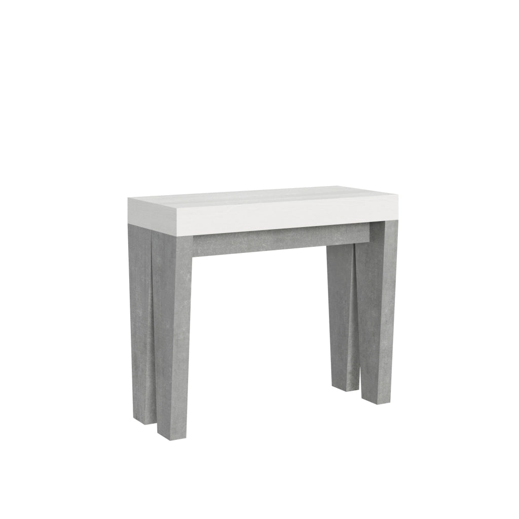 Consolle allungabile 90x40/196 cm SpimboX Mix Small piano Bianco Frassino - struttura Cemento