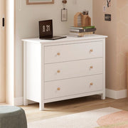 Comò Max 3 cassetti in legno massiccio bianco 100x40x80H