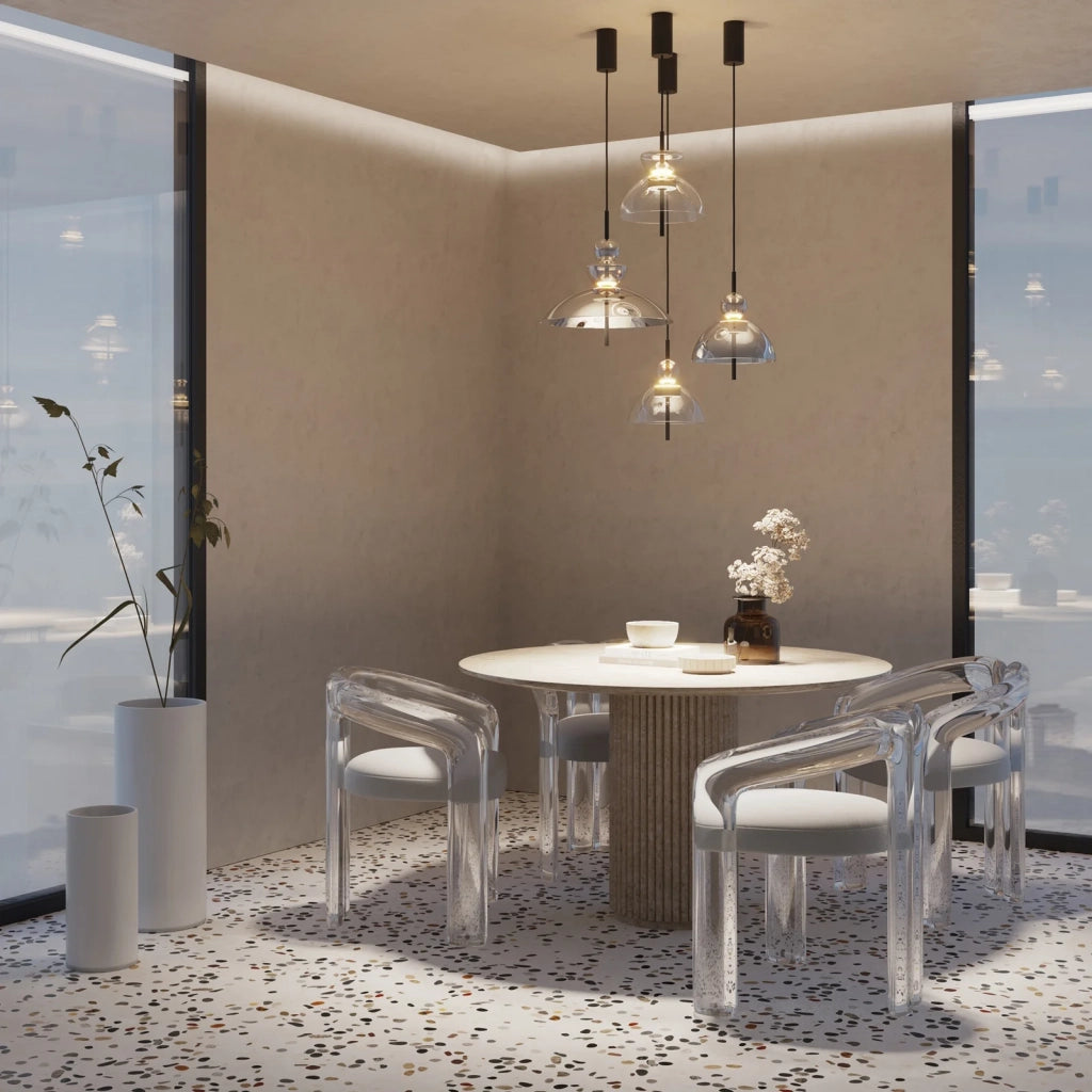 Maytoni Lampadario moderno Bangkok 1 luce LED integrato nero metallo trasparente vetro
