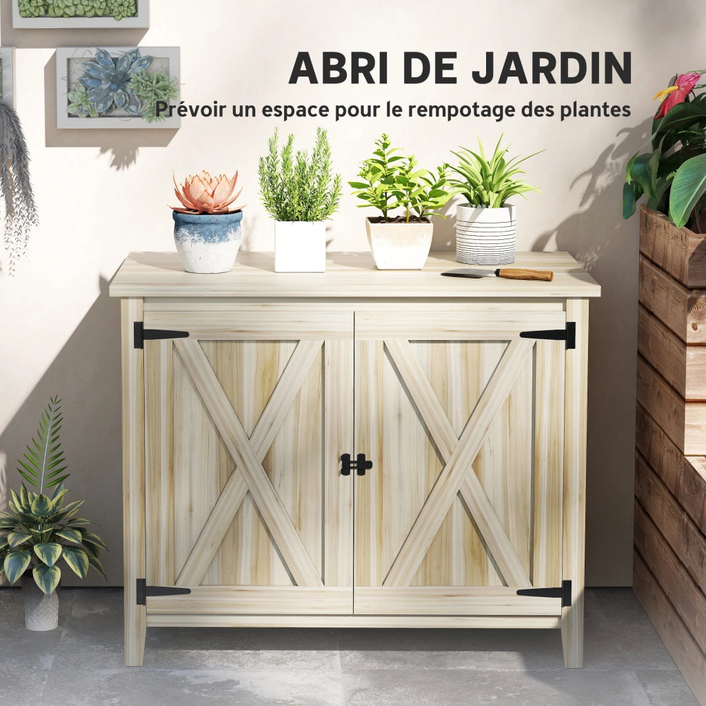 Armadio da giardino in legno con ante e ripiani ¨C Xylo ¨C 110x60x88.5cm naturale