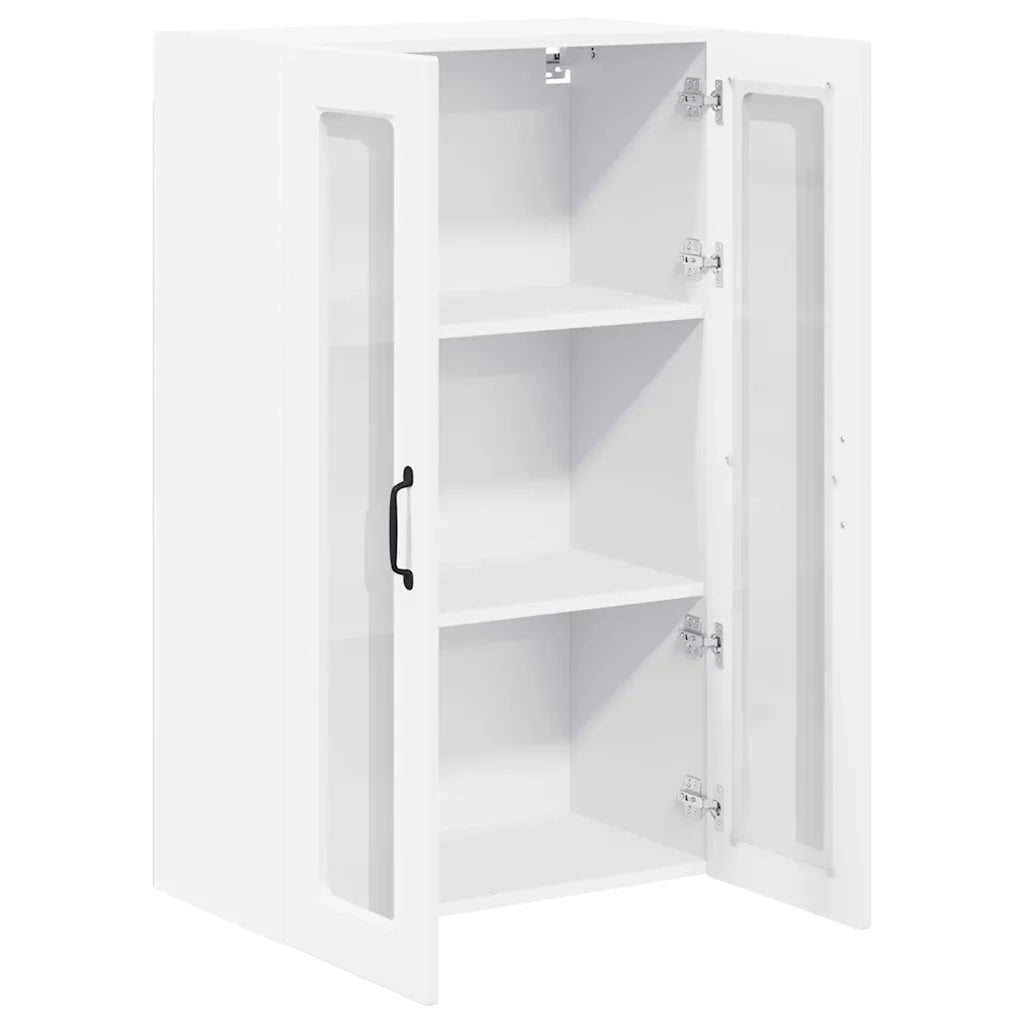 Pensile da cucina | Mobile in vetro da parete PORTO Bianco 60 x 31 x 100 cm
