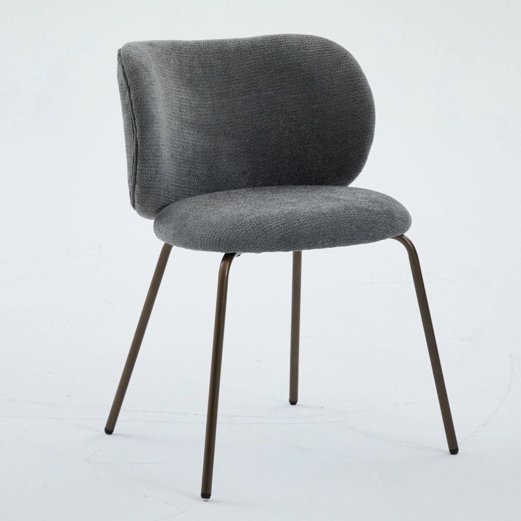 Sedie da pranzo contemporanee in ciniglia, comodo schienale curvo con morbida imbottitura, gambe in metallo color bronzo ¨C Arreda la tua cucina con co