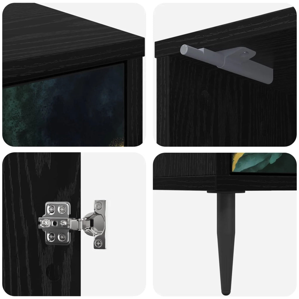 Armadio da Notte WIJHE 2 pz Rovere Nero 36 x 33 x 51 cm 8007240