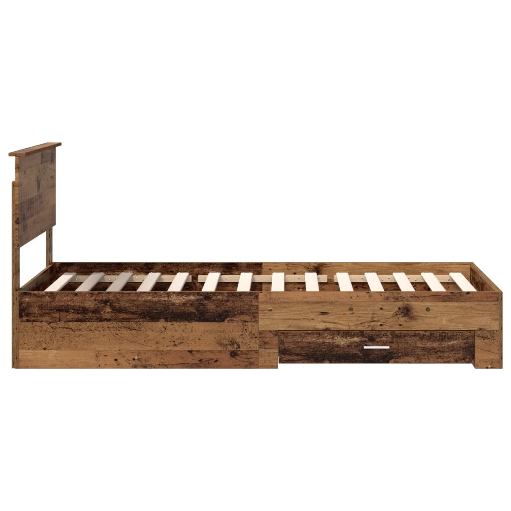 Letto singolo | Letto per adulti | Struttura del letto Legno vecchio 90 x 190 cm Legno multistrato