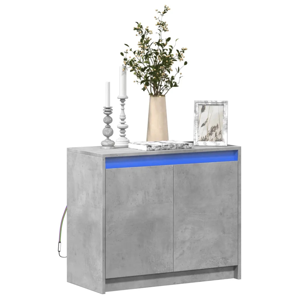 Credenza | Madia | Buffet da pranzo | Armadio da pranzo con LED Grigio Cemento 72x34x61 cm Legno Multistrato