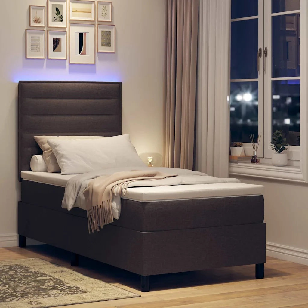 Letto a molle con materasso Marrone scuro 90 x 200 cm Tessuto 3342763