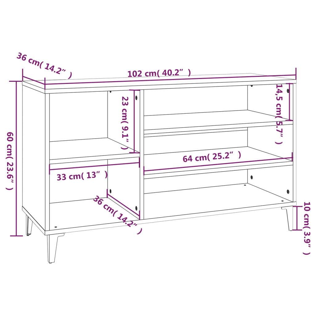 Scarpiera | Mobile per scarpe Nera 102x36x60 cm in Legno Multistrato