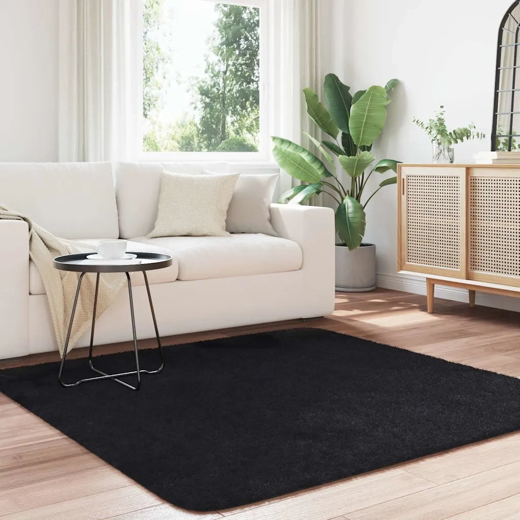 Tappeto del soggiorno | Tappeto Shaggy a Pelo Lungo NAVARRA Nero 160x160 cm poliestere
