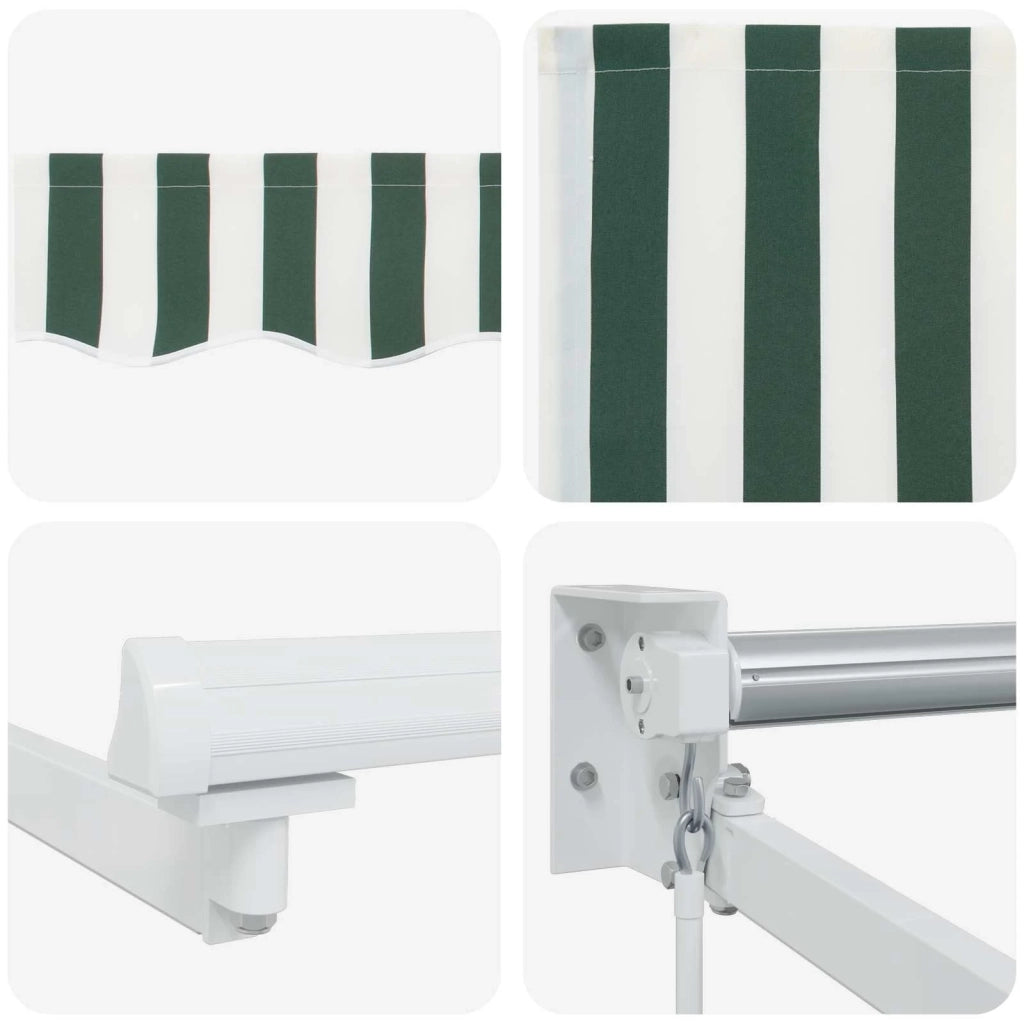 Tenda retrattile manuale con LED Verde e Bianco 4,5 × 3 m 3419321