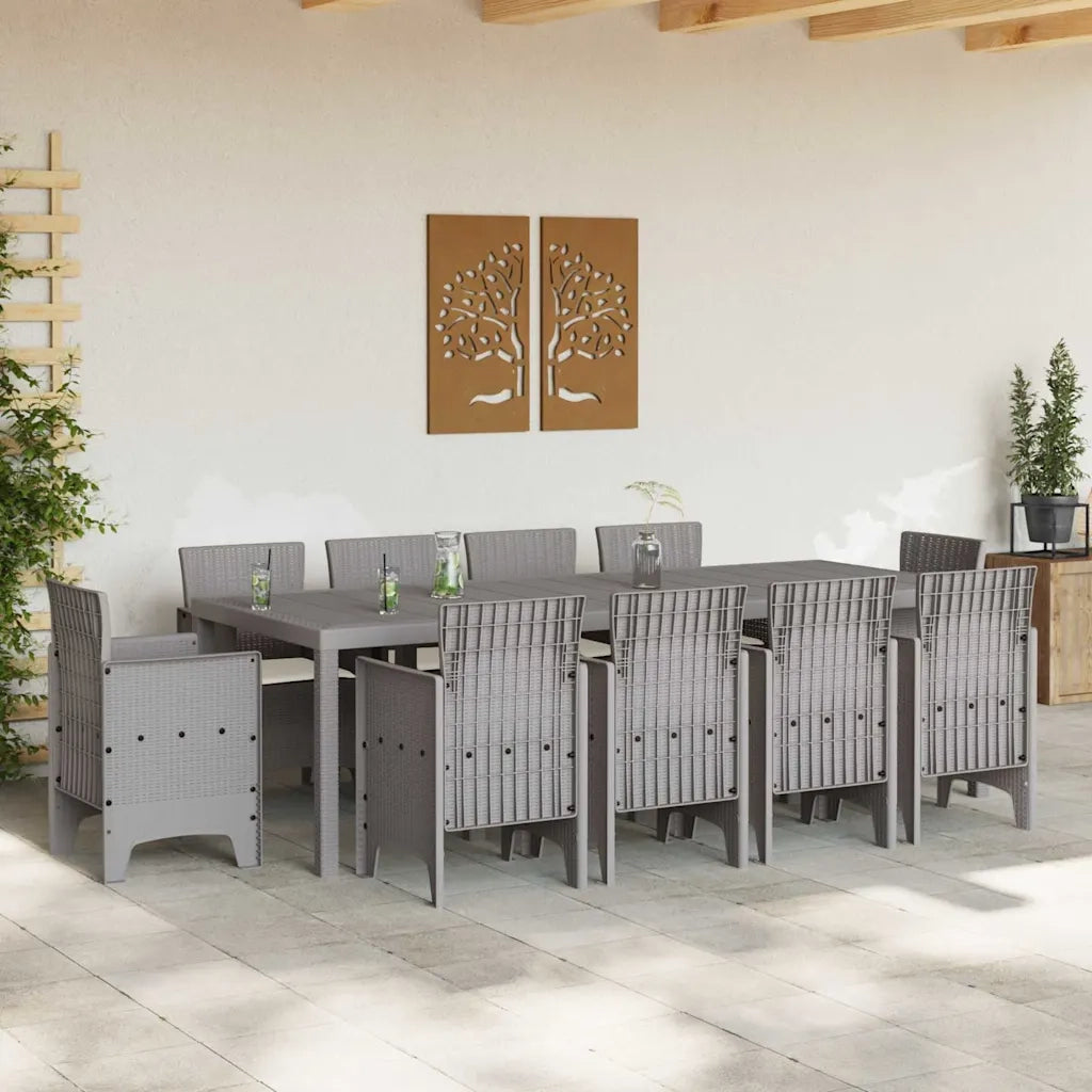 Set da Pranzo per Giardino 11 pcs Grigio chiaro Polipropilene