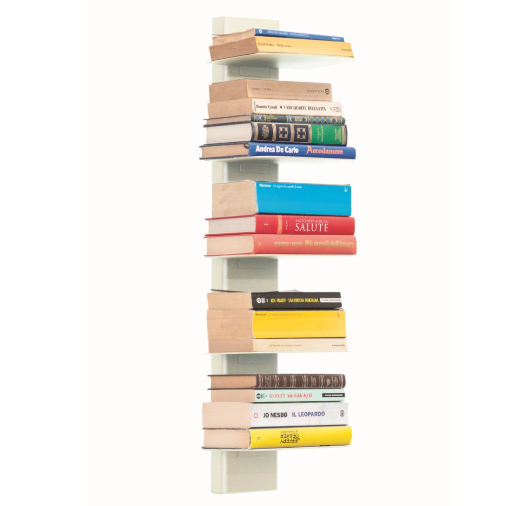 ALUBOX DEMETRA Libreria Da Parete In Alluminio E Lamiera Zincata 83,5X23X21 Cm Libreria Sospesa 6,6 Kg Con 5 Mensole Libri 17x23 Cm Libreria Salvaspazio Con Inserti A L E Attrezzatura COLORE: BIANCA