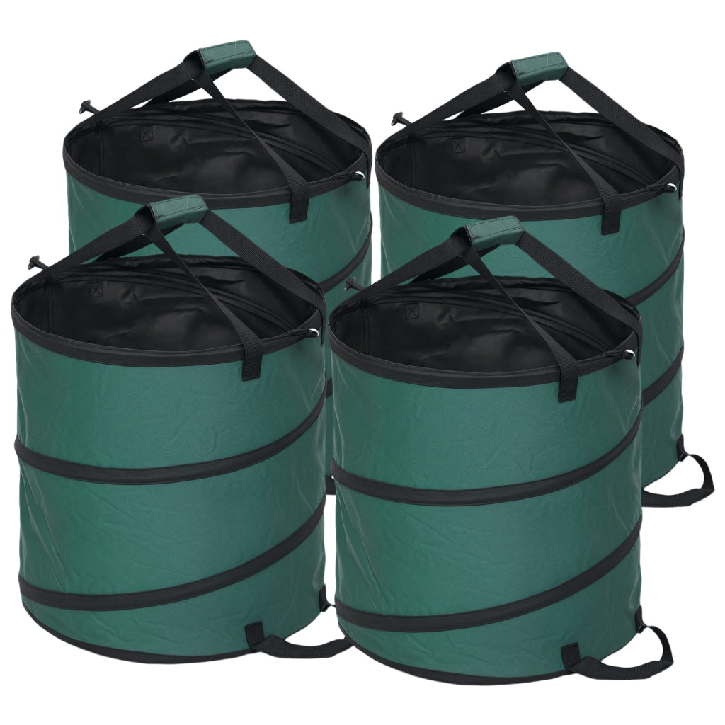 Set 4 Sacchi per Rifiuti da Giardino 86L ¨C Minimal ¨C Pieghevoli, Riutilizzabili, con Manici e Fissaggio a Bottoni