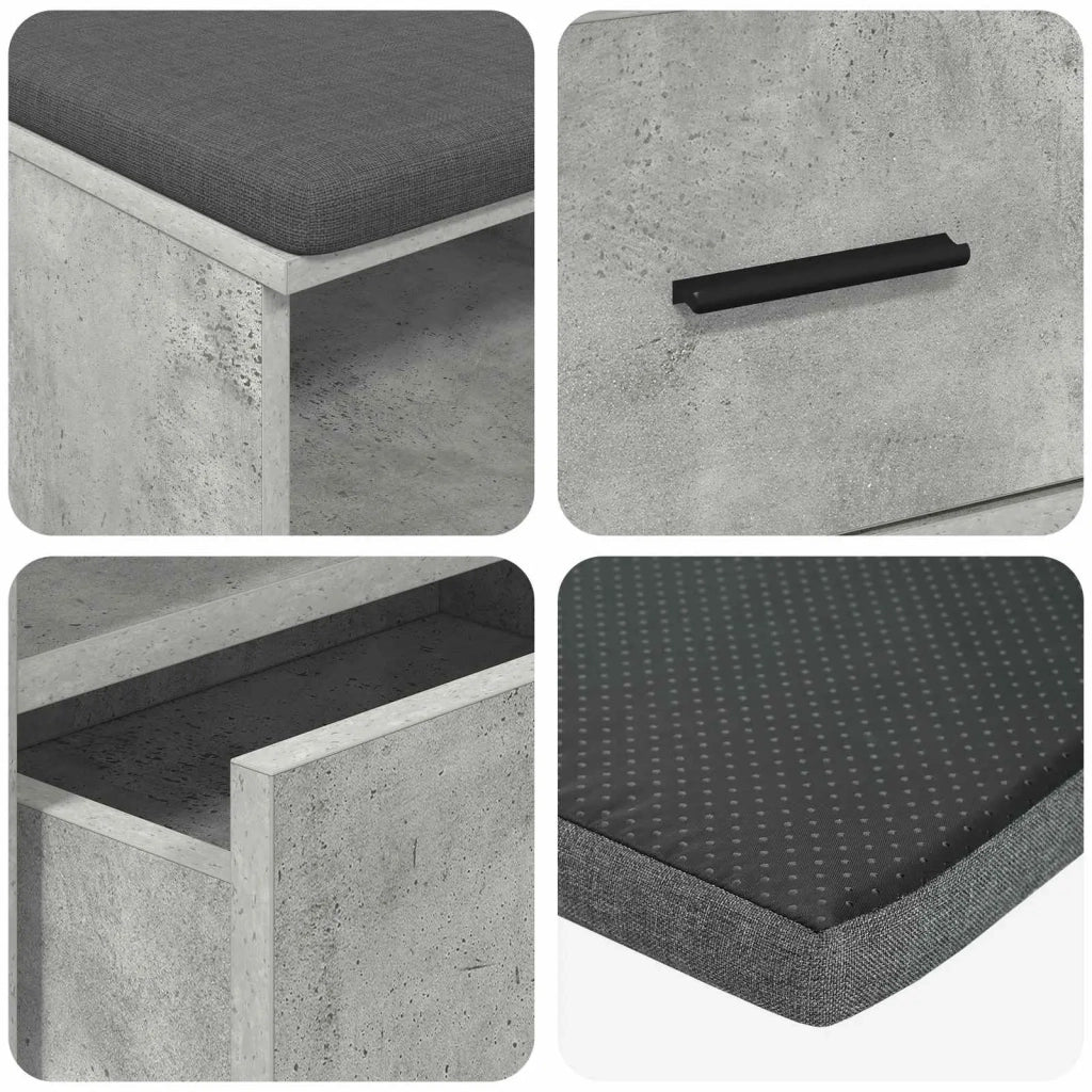 Panca per ingresso con cuscino Grigio Cemento 100 x 38 x 46 cm
