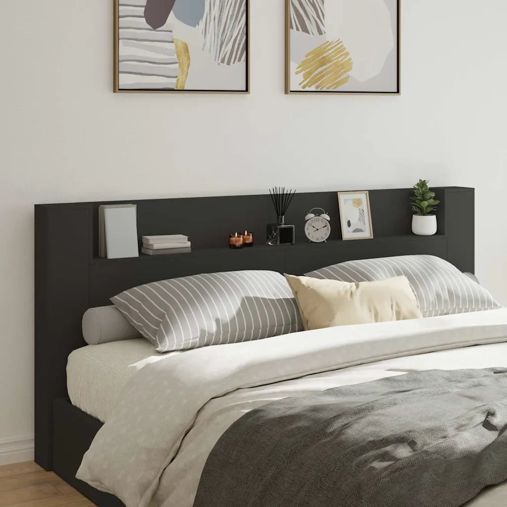 Testiera | Testata con Contenitore a LED Nera 220x16,5x103,5 cm
